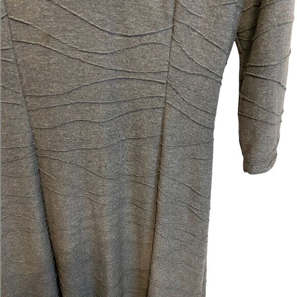 SHARGANO Grey Cowl Neck Fitted Stretch 3/4 Sleeve Knee Length Dress 6 - Picture 3 of 9